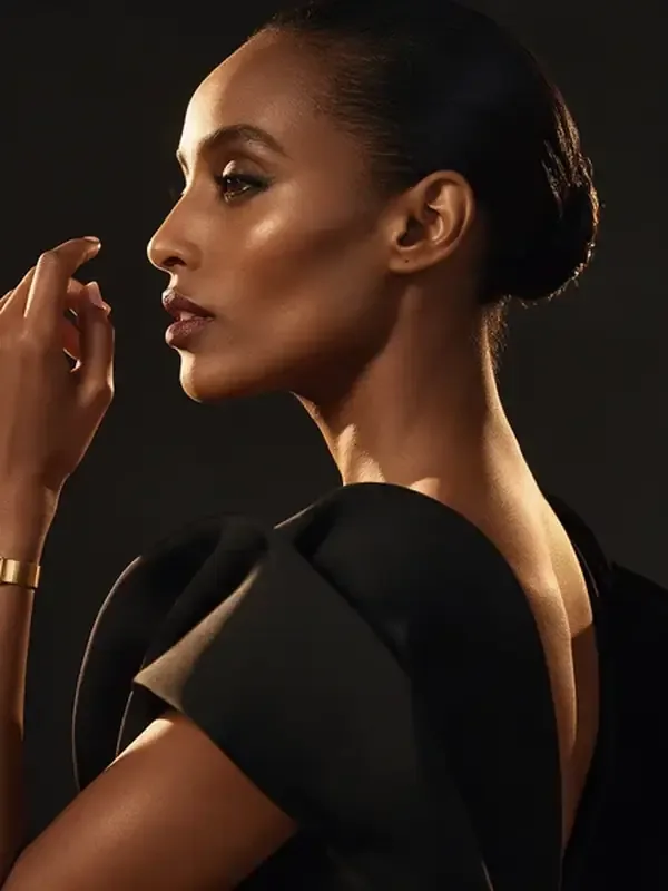 AI-generated studio portrait of fictional sample model Meron K.