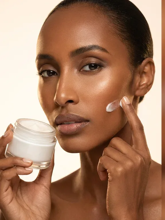 AI-generated sample ad: Meron K. with Face cream