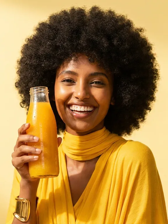AI-generated sample ad: Liya B. with Juice