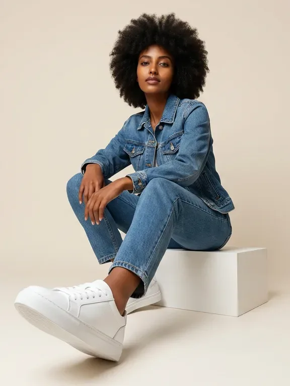 AI-generated sample ad: Liya B. with Sneakers